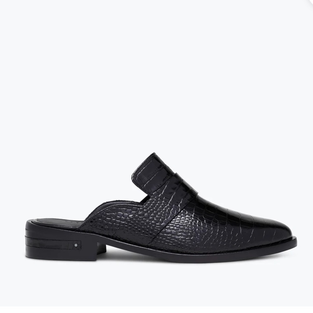 Freda Salvador Black Croc-Embossed Mules - Picture 4 of 9